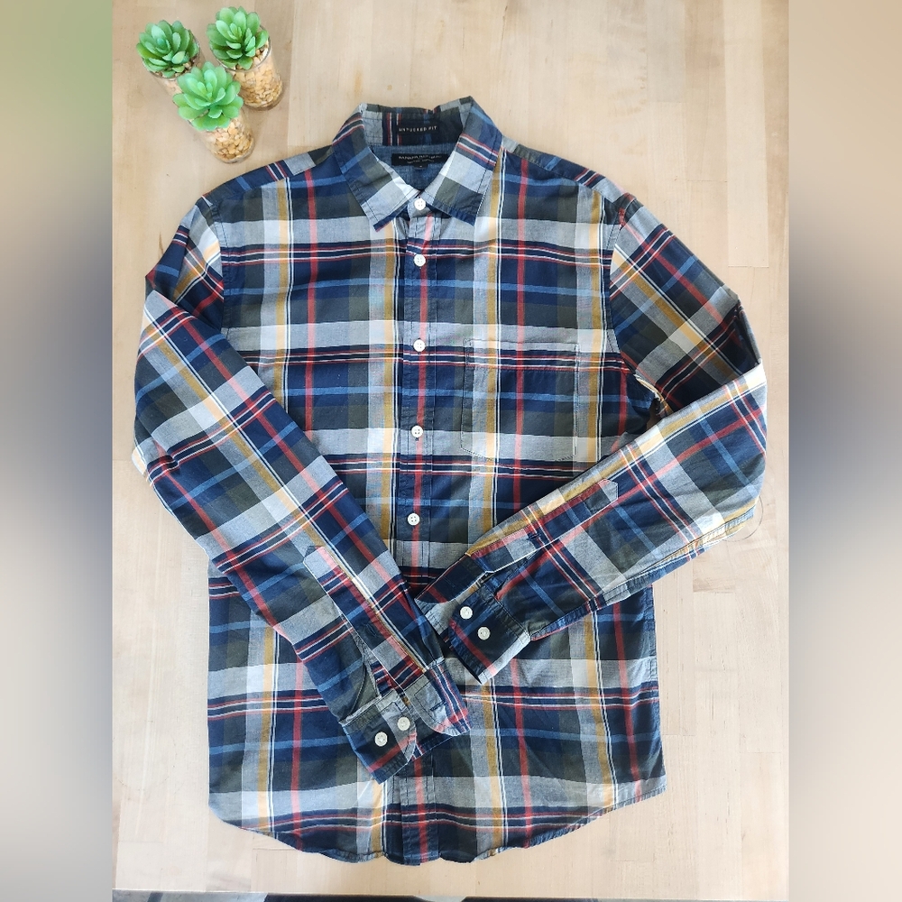 Men's Plaid Shirt - Blue, Red, Green
